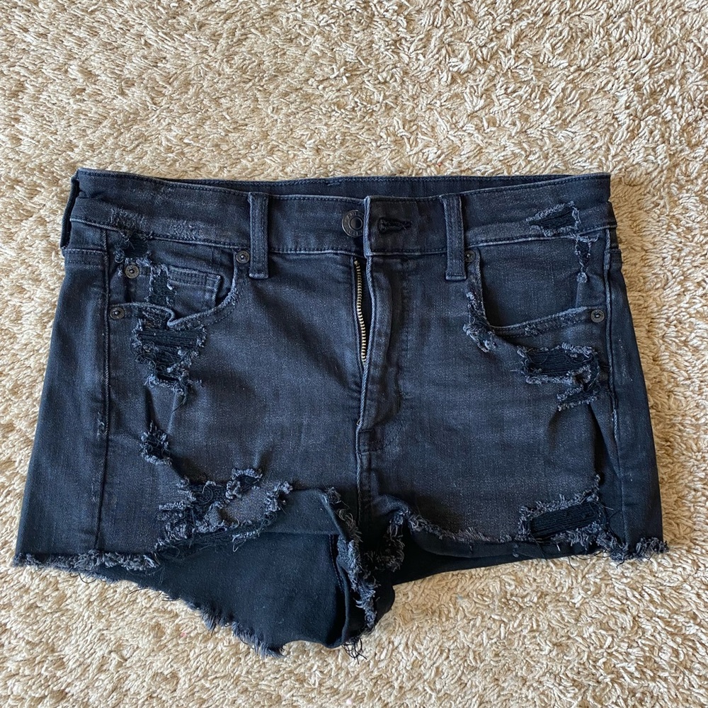 American Eagle Black/Dark Grey Jean Shorts